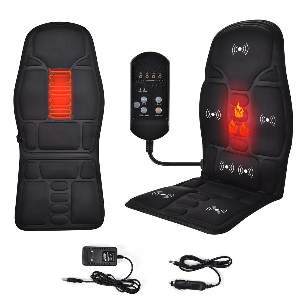Electric Massage Seat Topper | Full Back & Neck Massager with Heat for Office & Car