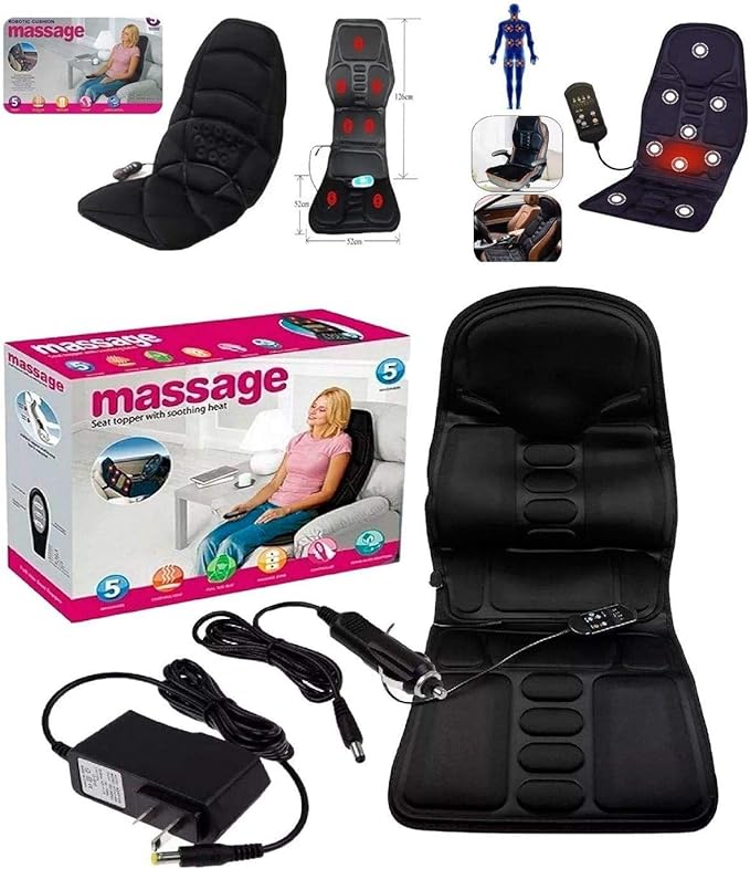 Electric Massage Seat Topper | Full Back & Neck Massager with Heat for Office & Car