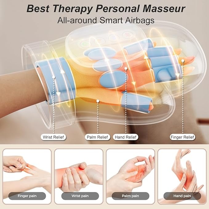 Hand & Palm Massager Pro | Electric Heated Hand Massager for Pain & Stress Relief